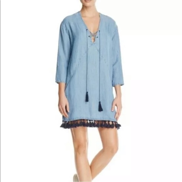 Rails XS Alicia Denim Chambray Tassel Shift Dress - Picture 1 of 8